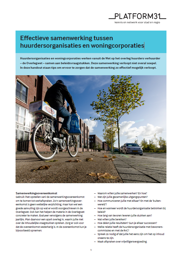 Effectieve samenwerking tussen huurdersorganisaties en woningcorporaties