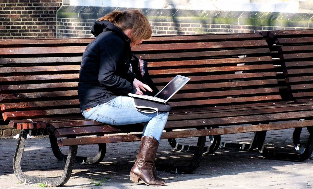 Buiten werken laptop