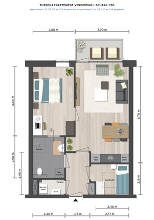 Plattegrond appartement de Johannes, Veghel
